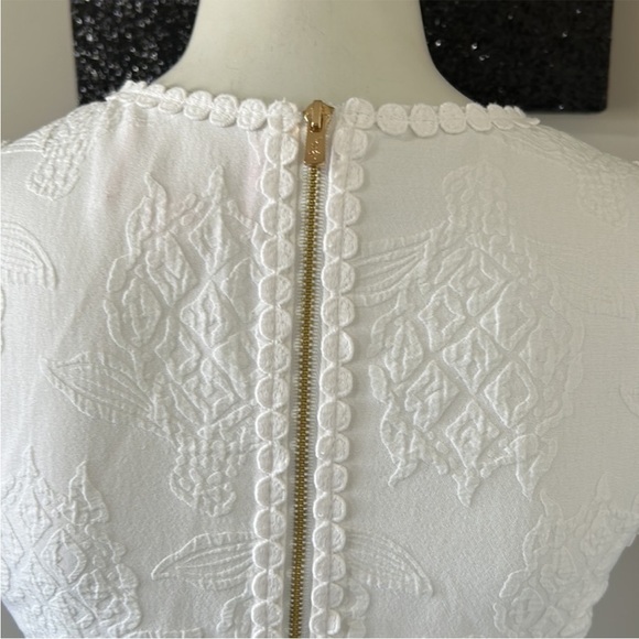 Lilly Pulitzer Women's Visit Mila Jacquard Shift Dress Lace Trim White Sz 2 - Picture 9 of 12